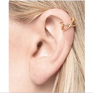 💥 Handmade Solid 925/14k Gold Criss Cross Ear Cuff